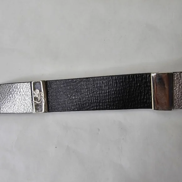 Otto Kern Silver, Black & Metal Leather Belt Large Silver Buckle - Picture 5 of 8